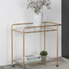CSQingDesk 2tier Glass Coffee Table Rectangular Storage Cart Home Living Room Cafe Hotel Dining Car Home Sofa Side Table With WheelsSize71  38  6