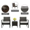 LDIW Patio Furniture Set Wicker Furniture Sets with Cushioned PE Rattan Chairs Conversation Sets with Coffee Table Brown Gradient3pcs