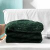 Exclusivo Mezcla Fuzzy Fleece Throw Blanket, 127x178 CM Sofa Throws, Soft Flannel Throws for Sofa, Forest Green Blanket