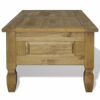SHENGFENG Coffee Table Brown with a Drawer Side Table or Living Room Table Solid Pine Wood 100 x 60 x 45 cm