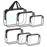 Clear Cosmetic Bag 6PCS Toiletry Makeup PVC Bags Set Waterproof with Zipper and Portable Handle for Women Men Kids Gift