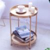 NA Side Table Wrought Iron Doublelayer Small Coffee Table Small Round Table Living Room Mini Sofa Round Small Side Table Color  B Size