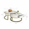 WLKQ Round Coffee Table Tray Decorative Side Table with Drawer Metal Frame and Marble Table Top Side Table with Storage Set of 2 Suitable for Hot