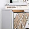 blingworld Modern Nightstand with 2 Mirrored Drawers Silver Accent Side Table Mirror Finished Cute Bedside Table with Crystal Handle for Bedroom