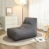 RIYIFER Bean Bag Chair with Supportive HighBack Design Lazy Sofa Chair Cover Without Filling Washable Cotton and Linen Bean Bag Cover for Schools