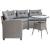 LIYING 4piece Resin Wicker Patio With Round Table Gray Cushion Furniture Set Sofatype Garden Pool Balcony