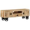 TV Stand with Storage Rustic TV StandIndustrial Home Entertainment Centerfor Bedroom Living RoomTV Cabinet with Wheels 43.3x11.8x14.6 Rough Mango