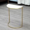 BZZK Marble Console Table 50cm 60cm Height Slim Cshaped Sofa Table Living Room Hotel Side Table Space Saving Coffee TableSize40  20  50CMColorWhi