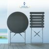 SUNMER Bistro Table and Chairs Set of 3 Metal Foldable Garden Patio Balcony Dining Furniture Set  Grey