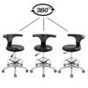 Nazalus Rolling Stool Task Chair Drafting Adjustable with Wheels and Backrest Heavy Duty for Office Kitchen Medical Dentist Shop Lab and Home(wit