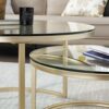 CCBUY 2 in 1 Iron Coffee Table Small Apartment Living Room Coffee Table Tempered Glass Round Sofa Side Coffee Table Color  Picture color Size  On