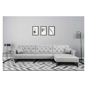 Living Room Furniture Sets LShape Upholstered Sectional Futon Sofa Bed with Modern Sofa 115x59.37x32.2 in Color  Light Grey