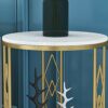 Round Coffee TableEnd Table Side Table Double Layer Marble Wrought Iron Coffee Table Corner Tablefor Living Room Bedroom Balcony Size  50cm19.7in
