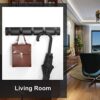 maifey Black Coat Hooks Wall Mounted, Heavy Duty Coat Rack for Wall with 5 Hooks, Folding Metal Wall Hooks Towel Hooks for Bathroom, Space Alumin