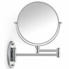 Miusco Wall Mounted Makeup Mirror, Premium 7X Magnifying 8'' Two-Sided Bathroom Vanity Mirror, Extendable Arm, Round, Chrome