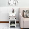 Mirrored Nightstand Mirrored End Table Modern Silver Finished Nightstand Small Nightstand for Small Spaces for Living RoomBedroomGlam Home Side T