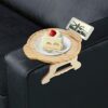 POHOVE Sofa Armrest Clip Tray Table Clip On Tray Sofa Table for Wide Couches Couch Arm Tray Table Wooden Sofa Arm Tray Table with Phone Holder fo