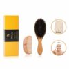100 Boar Bristle Hair Brush Set. Soft Natural Bristles for Thin and Fine Hair. Restore Shine And Texture. Wooden Comb Travel Bag and Spa Headband