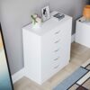 Vida Designs White Chest of Drawers, 5 Drawer With Metal Handles and Runners, Unique Anti-Bowing Drawer Support, Riano Bedroom Furniture