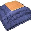 Kotatsu Table with Heater and Blanket Japanese Comforter Tatami Futon Coffee Tea Table Wood Square Large for Living Room Blue