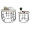 LXXSH 2pcs Living Room Storage Side Table Set Coffee Table with Metal Basket and Wood Tabletop Color  Picture color Size  One size