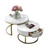 NATUOFurniture Modern Nesting Side Table Set with Marble Top and Metal Frame Sofa Side Nest of Tables for Living Room Office Balcony
