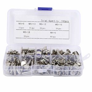 Hyuduo 160Pcs Screw Nail Rivets, Fasteners Flat Head Studs Kit Album Scrapbook Craft Leather Decoration Album Rivet for DIY Craft,Screw