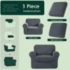 CHUN YI 3 Pieces Stretch Sofa Cover 1 Seater with One Separate Cushions and Backrests Stylish Jacquard Spandex Fabric Sofa Slipcover for Living R