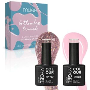 MYGEL by Mylee Pink  Glitter Colour Set Gel Nail Polish 2x10ml  UVLED SoakOff Nail Art Manicure Pedicure for Professional Salon  Home Use  Long L