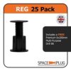 Space-Plug Adjustable Spacer Fixings (Regular Size for 30-50mm Gaps), 25 Pack of Black Spacers, Professional & DIY use for Kitchen, Bedroom, Bath