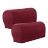 Amusingtao Armrest Covers Sofa Set of 2 Stretch Armchair Couch Anti-Slip Waterproof Furniture Protector Slipcovers for Armrest Chair Covers (Wine