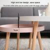JKGHK Living Room Nesting Table Round Modern Nesting Coffee Table Set Of 2 Multifunction Creative Side End Tables For SofaBalconyBedroomEasy Asse
