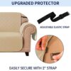 subrtex Quilted Sofa Cover Reversible Sofa Protector 3 Seaters Armchair Cover with Adjustable Elastic Straps, Side Storage Pocket (Sofa,Sand) (So