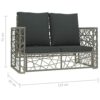 DLOETT 2 Piece Garden Sofa Set with Cushions Synthetic Rattan Garden Furniture Set Gray