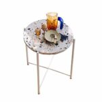 Round Coffee Table Nordic Fashion Terratso Side Table Living Room Round Iron Art Coffee Table Bedroom Bedside Table Snack Table 42  52cm