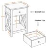 MHUI Bedside Table Night Stand with Storage Compartment Wood Stackable Side End Table with Metal Legs for Bedroom Living Room
