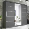 RAC3 Race to Road Stylish Bedroom Sliding Wardrobe with Lamp - Ample Storage Space and Sleek Design comes in White/Grey/Black/Oak and Width 150cm