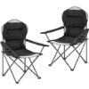 Hyfive Folding Camping Chair Heavy Duty Luxury Padded High Back Camping Fishing - Black - 2 Chairs