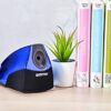 Bostitch Personal Electric Pencil Sharpener, Powerful Stall-Free Motor, High Capacity Shavings Tray, Blue Chrome Metallic
