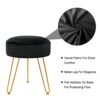 TOUCH-RICH Velvet Footrest Stool Ottoman Round/Square Modern Upholstered Vanity Footstool Side Table Seat Dressing Chair with Golden Metal Leg(Bl