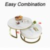 WLKQ Round Coffee Table Tray Decorative Side Table with Drawer Metal Frame and Marble Table Top Side Table with Storage Set of 2 Suitable for Hot