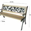 HYGRAD 3 Seater Wooden Slat Garden Bench Seat Rose Style Cast Iron Legs Vintage Garden Bench Park Bench Weatherproof Rose Garden Furniture Solid
