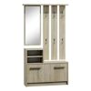 Julie Hall Tree with Shoe Cabinet Wall Panel Shelf  Mirror Matte Sonoma Oak