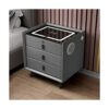 BAUBUY Smart Led Nightstand with 23 Drawers UsbWireless Charging Port and Fingerprint Lock Bluetooth Speaker Small Side Table for Bedroom Living