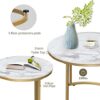 HEYZOEY Round Coffee Tables, Removable Set of 2 End Table, Nesting Tables with Gold Metal Frame Legs and Marble White Top for Living Room, Bedroo