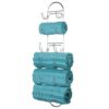 mDesign Wall Mounted Towel Storage Rack – Perfect Hanging Caddy for the Bathroom or Bedroom – Modern Hanging Hooks for Bathroom Storage – Black