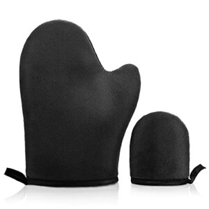 Molain 2 Pack Self Tanning Mitt Face Body DoubleSided Applicator Glove With Thumb Ultra Soft Tanner Gloves Reusable Washable Tan Mitt For Lotion