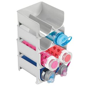mDesign Set of 4 Modern Bottle Holder – Stackable Water Bottle Holder for Various Drink Bottles – Stylish Kitchen Accessories Set for the Kitchen