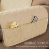 subrtex Quilted Sofa Cover Reversible Sofa Protector 3 Seaters Armchair Cover with Adjustable Elastic Straps, Side Storage Pocket (Sofa,Sand) (So