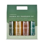 ManCave Mens Shower Gel Gift Set Featuring 4 x 500ml Natural Sulphate Free Shower Gels Wild Mint Lemon  Oak Cedarwood and Sea Salt fragrances Pac